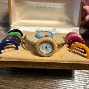 Vintage 14K GP Gucci Watch w/ Multi Interchangeable Bezels